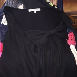 Black Tank With Sheer Layer And Bow